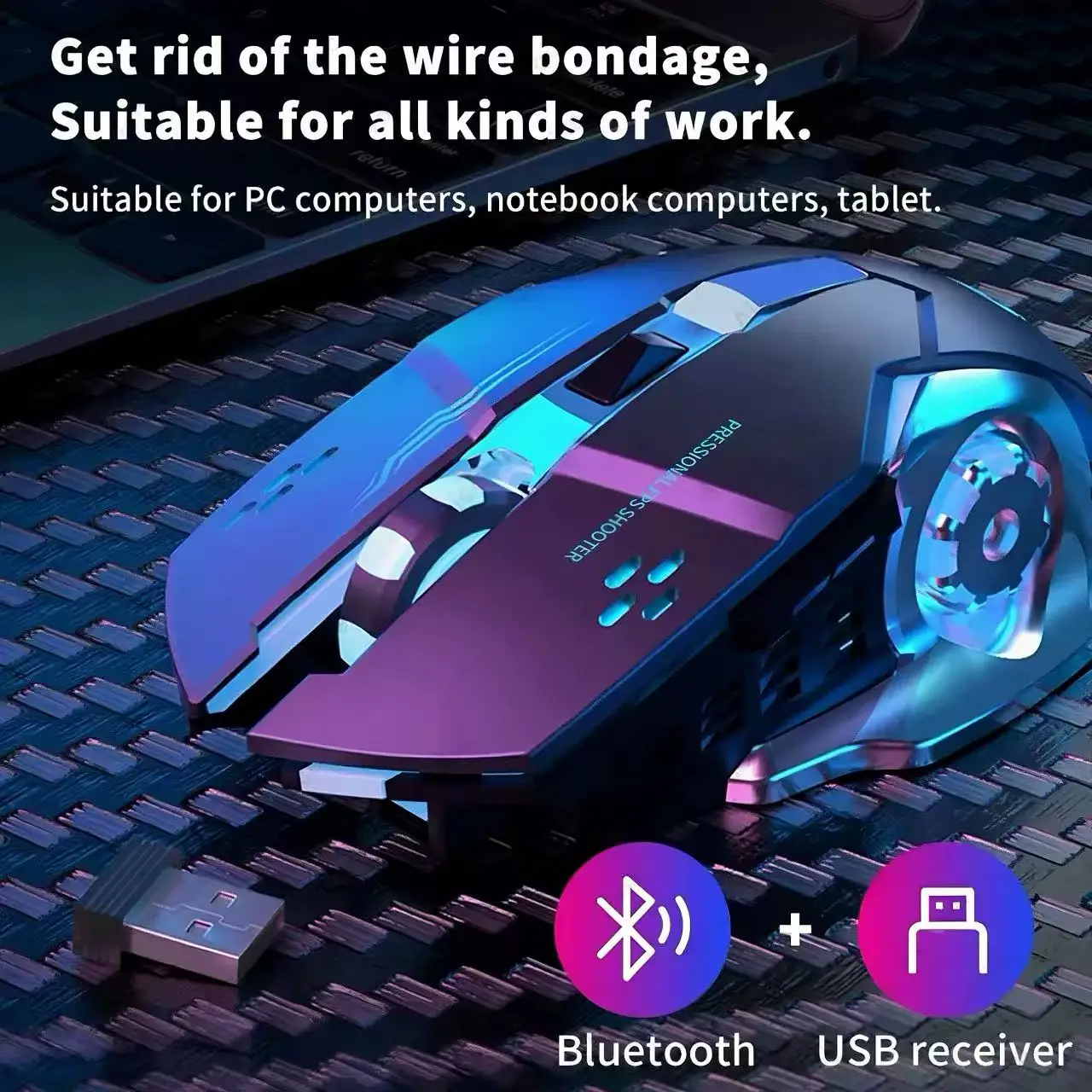 RGB Light Wireless Gaming Mous - Gaming Console Buttons 评论和价格