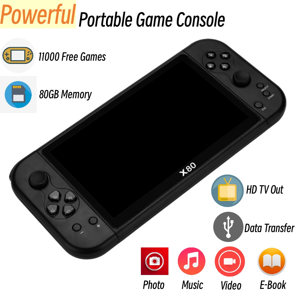 80GB Big Screen 7 Inch Handhel - Gaming Console X80 评论和价格