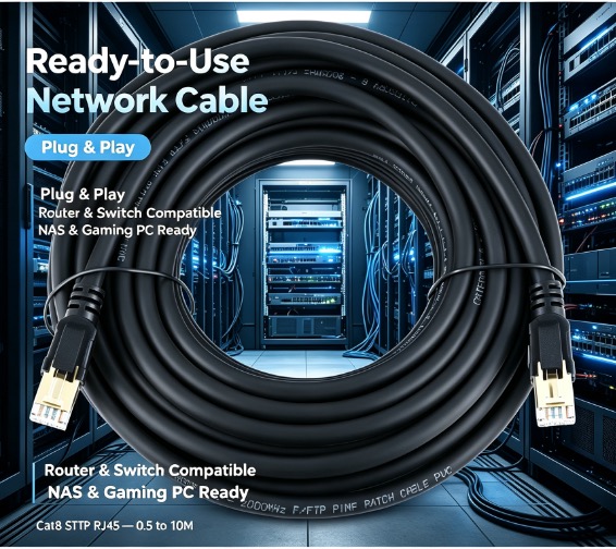 Cat8 RJ45 Ethernet Patch Cable - Lan Cable Gaming 评论和价格